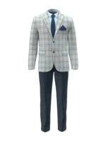 OCEANIA - Grey/Blue Window Pane Check (Plaid) - Image 2